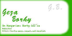 geza borhy business card